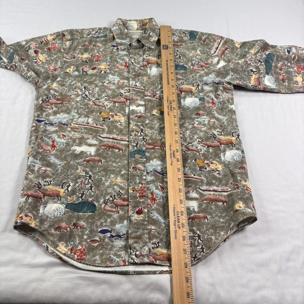 Vintage Banana Republic Safari Shirt Mens XS Alaskan Native Graphic AOP Travel